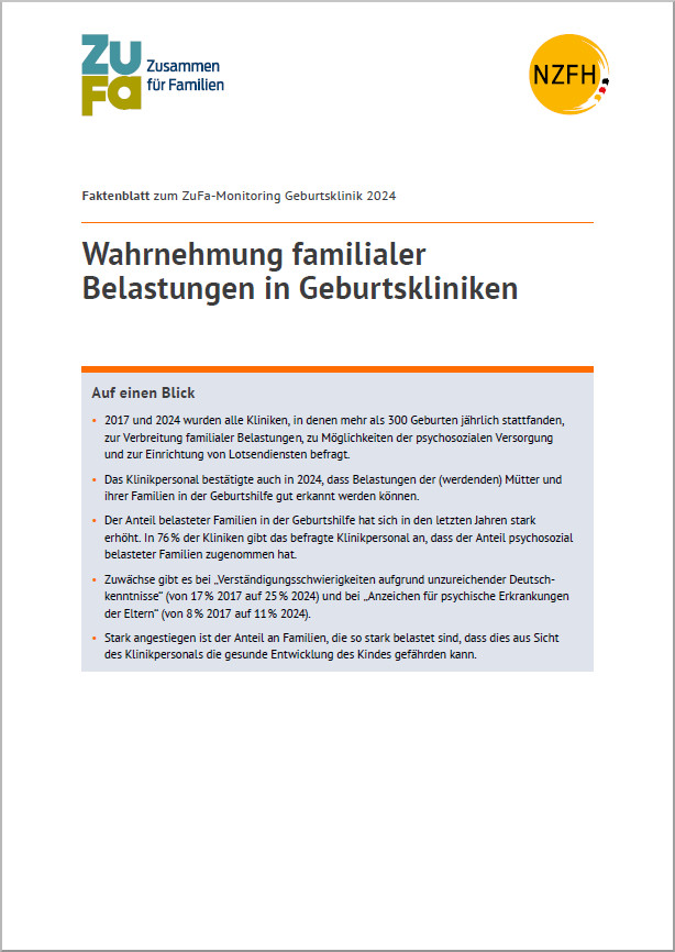 

    
    
    
    
    
    
    
    
    
    
    
    
    
    
    
    
    
    
    
    
    
    
    
        
                Das Bild zeigt eine Vorschau des Mediums "Faktenblatt: Wahrnehmung familialer Belastungslagen in Geburtskliniken"
            
    
    
    
    
    
    
    
    
    
    
    
    
    
