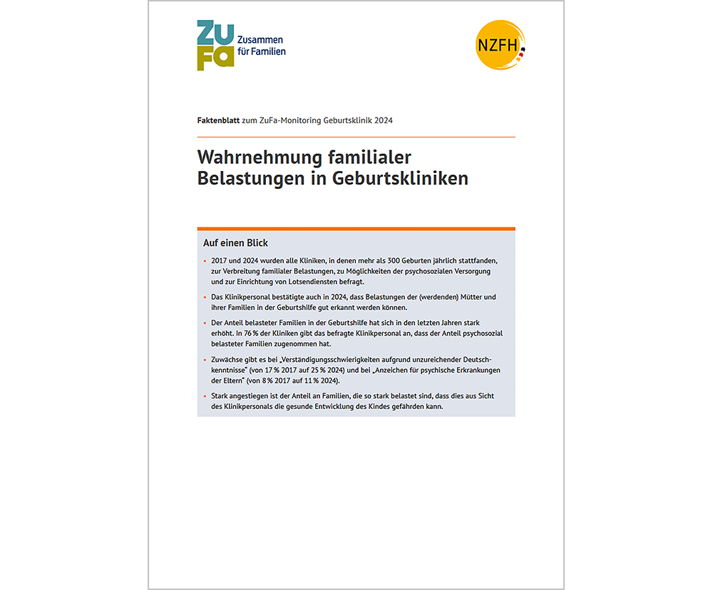 

    
    
    
    
    
    
    
    
    
    
    
    
    
    
    
    
    
    
    
    
    
    
    
        
                Das Bild zeigt eine Vorschau des Mediums "Faktenblatt: Wahrnehmung familialer Belastungslagen in Geburtskliniken"
            
    
    
    
    
    
    
    
    
    
    
    
    
    
