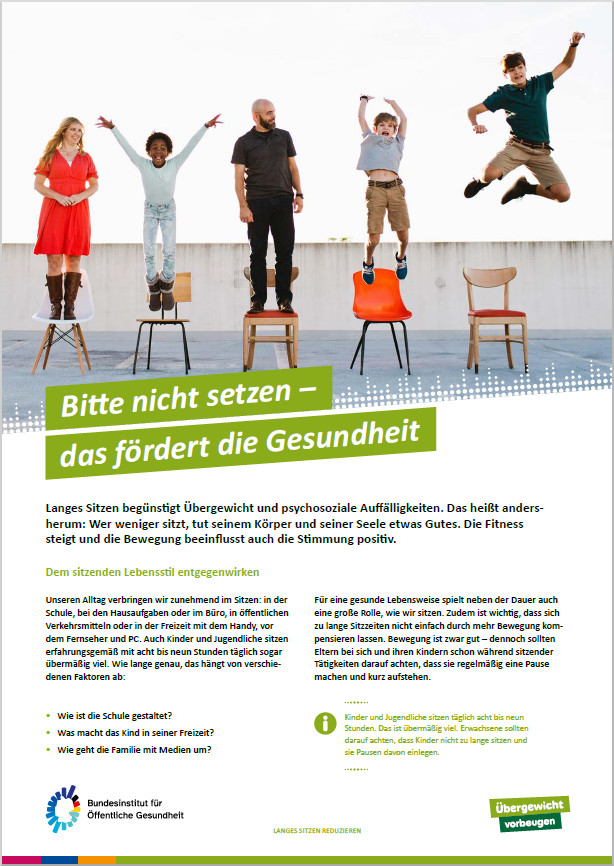 Das Bild zeigt eine Vorschau des Mediums "Bitte nicht setzen – das fördert die Gesundheit"