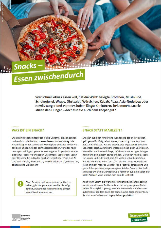 PDF Themenblatt: Snacks – Essen zwischendurch